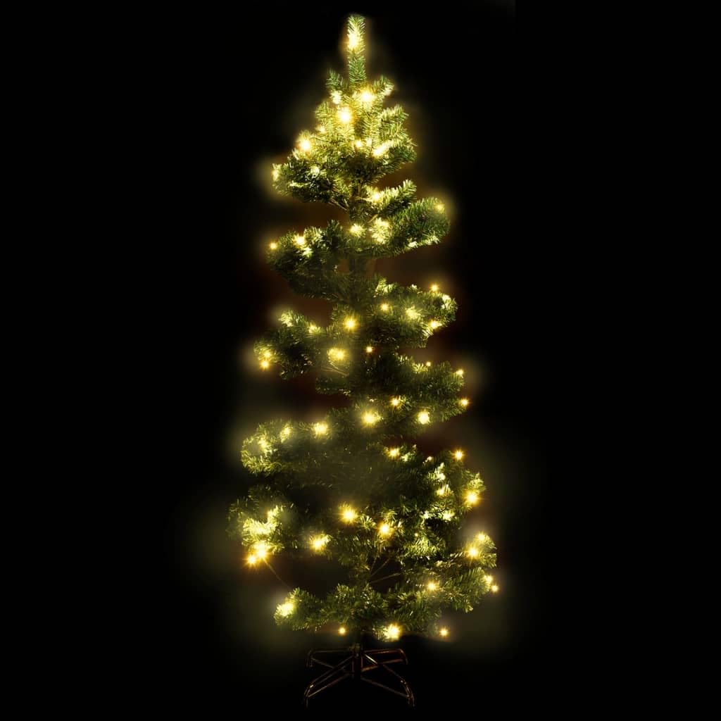 Spiralna choinka z oświetleniem, 150 cm, zielona, sztuczna choinka z 120 diodami LED, 8 efektów świetlnych, stabilna podstawa, zasilana przez USB