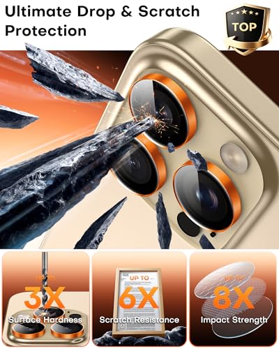 Image of TOCOL for iPhone 14 Pro Max Camera Lens Protector /iPhone 14 Pro Camera Lens Protector Tempered Glass HD Individual Scratch Resistant Cover Accessories Case Friendly 2 Pack(Orange)