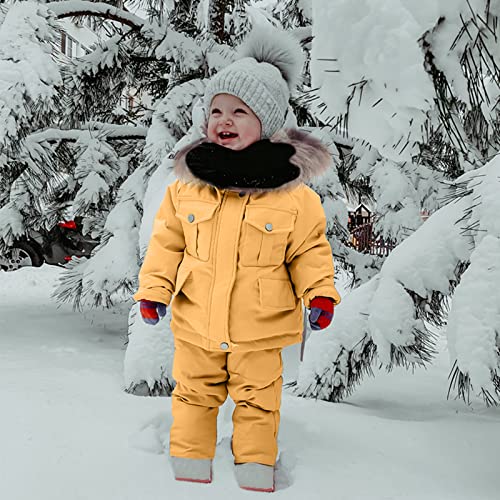 Toddler Boys Girls 2-Piece Snowsuit Thicken Solid Ski Jackets and Pants KIds Winter Warm Outdoor Ski Suit3