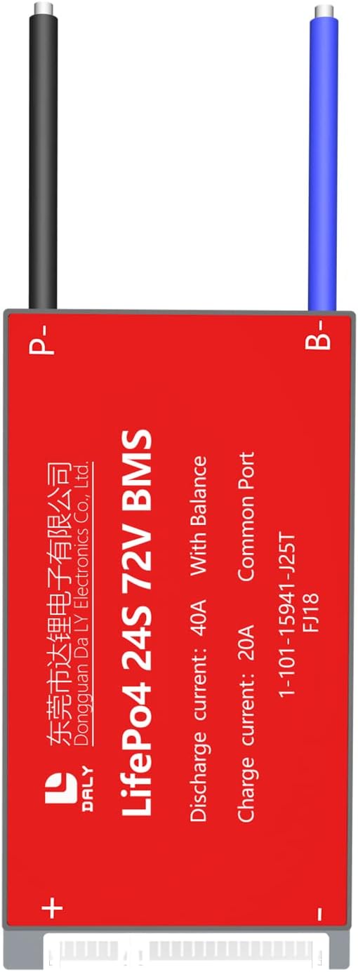 DALY BMS 24S 72V 50A LiFePO4 Battery Protection Module PCB Protection Board with Balance Leads BMS for 18650 Battery Pack 72V(Standard BMS,50A)