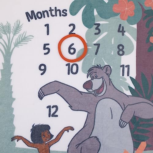 Image of NoJo Disney Jungle Book Green and White Too Much to Bear Super Soft Photo Op Milestone Baby Blanket