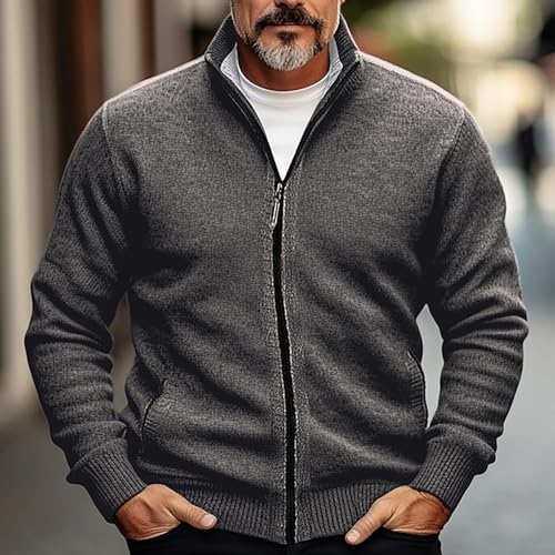 Basic Full Zip Cardigan Sweater Ribbed Knit Casual Stand Collar Grunge Sweater Loose Fit Long Sleeve Crochet Cardigan2