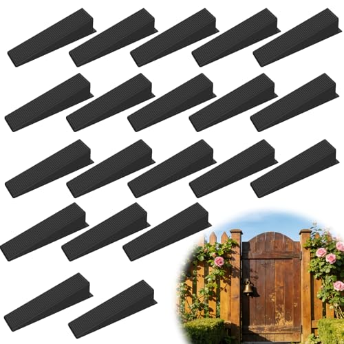 Fence Panel Wedges Stop Rattling & Banging Fences Black Plastic Levelling Wedges Noise Stoppers for Fence Panels Tiles Doors & DIY Projects (20 Pack)