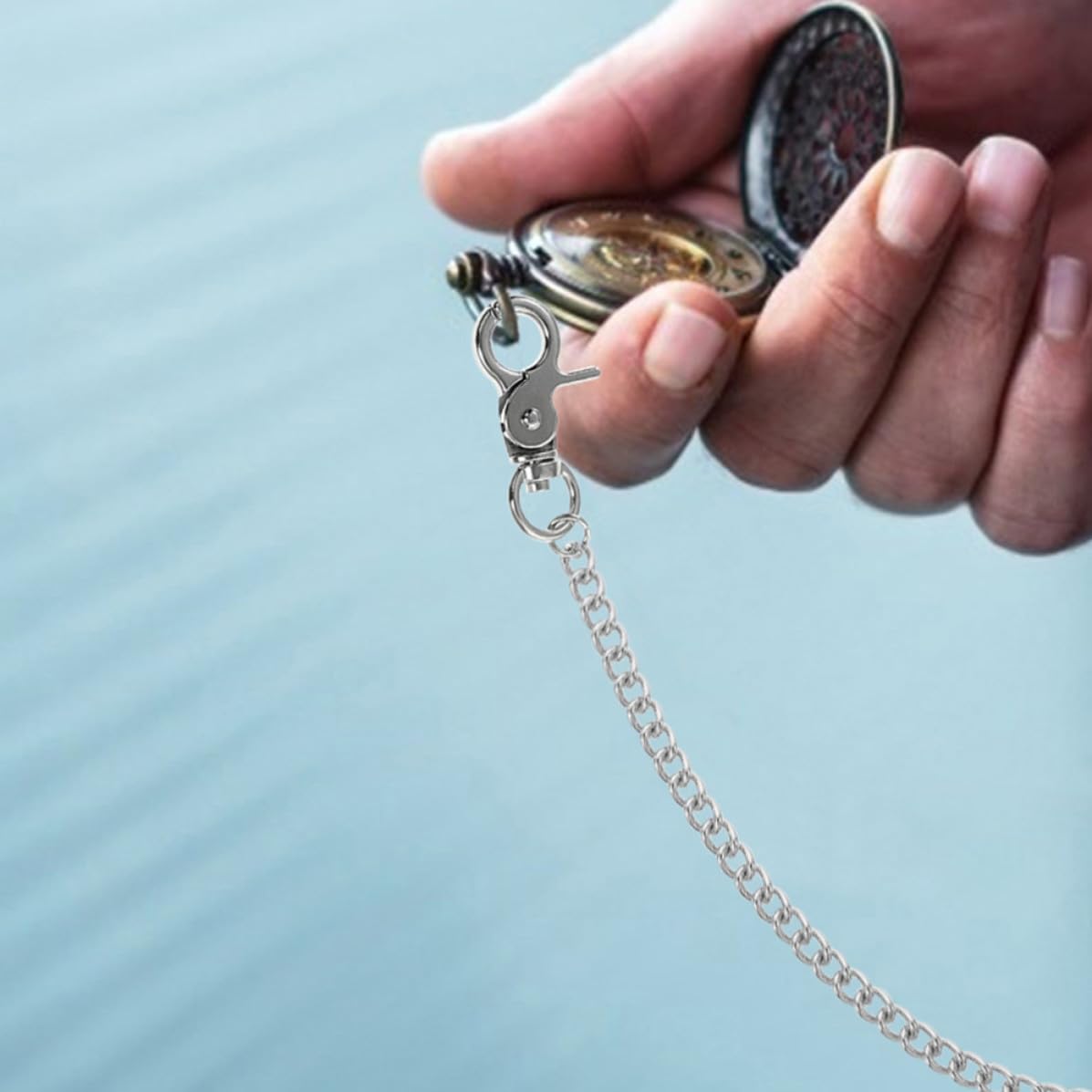 3pcs Stainless Steel Pocket Watch Chain for Belt Loops Trousers
