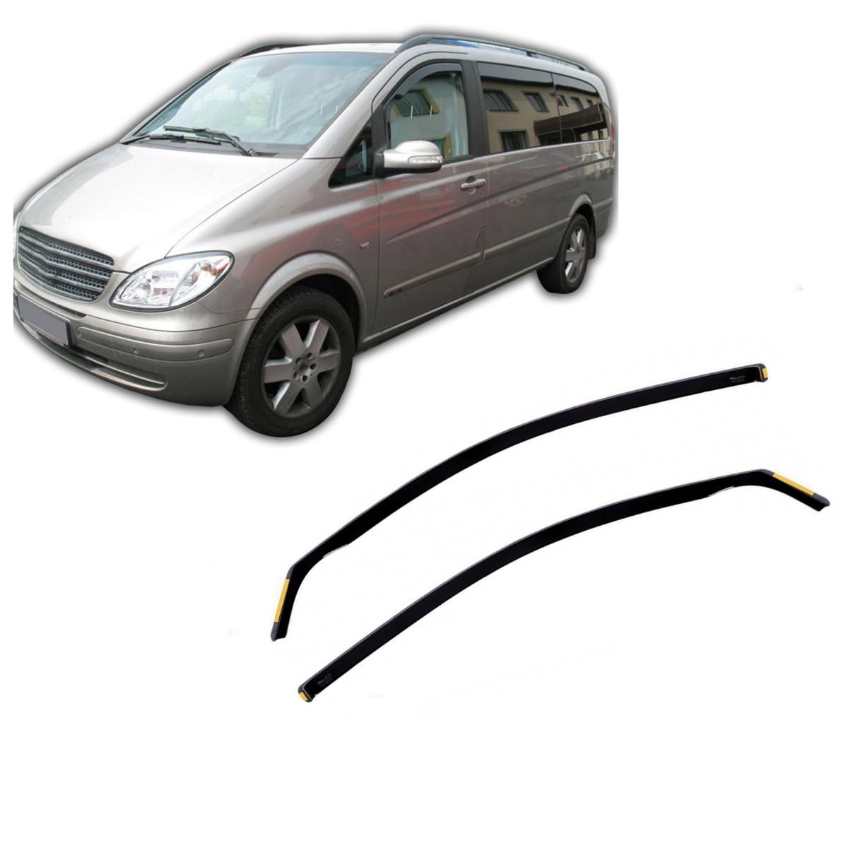 J&J AUTOMOTIVE Windabweiser passend für Mercedes Vito 2004-2014 2tlg, Heko Regenabweiser Vorne Getönt Dunkel Passform