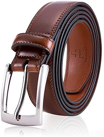 MILORDE Brown Belt for Men, Fashion & Classic Design for Dress and Causal (Size 34 (Waist 32), Burnt Umber)
