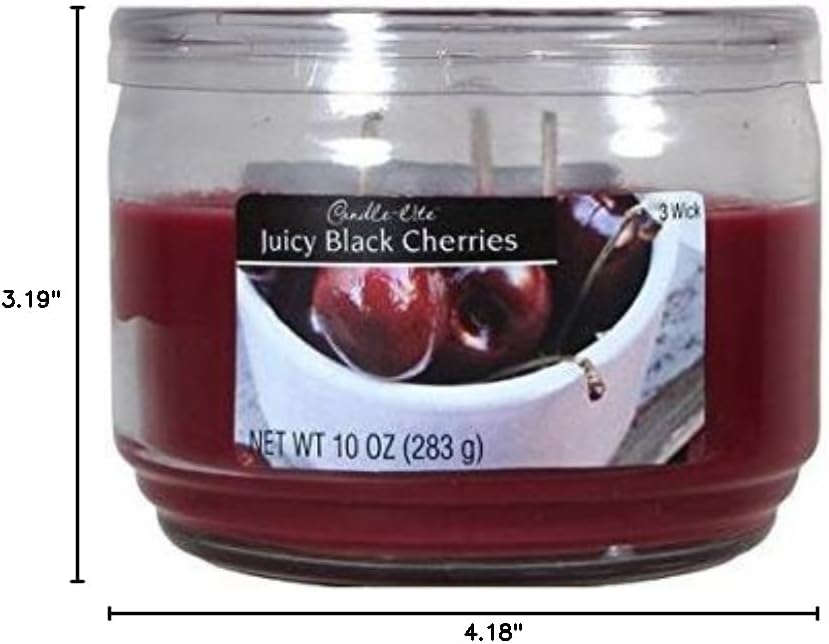 Candle Lite 1879565 Juicy Black Cherries Jar Candle, 10 Oz (Pack of 4)