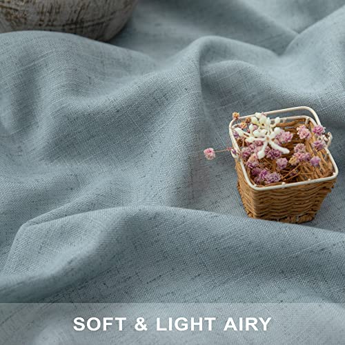 Aqua Curtains 84 Inch Length for Living Room Pair Set Back Tab Pocket Linen Panels Semi Sheer Blue Green Curtains for Bedroom Kids Teen Boys Coastal Beach Farmhouse Decor Seafoam Mint Teal Grey Gray - Image 2