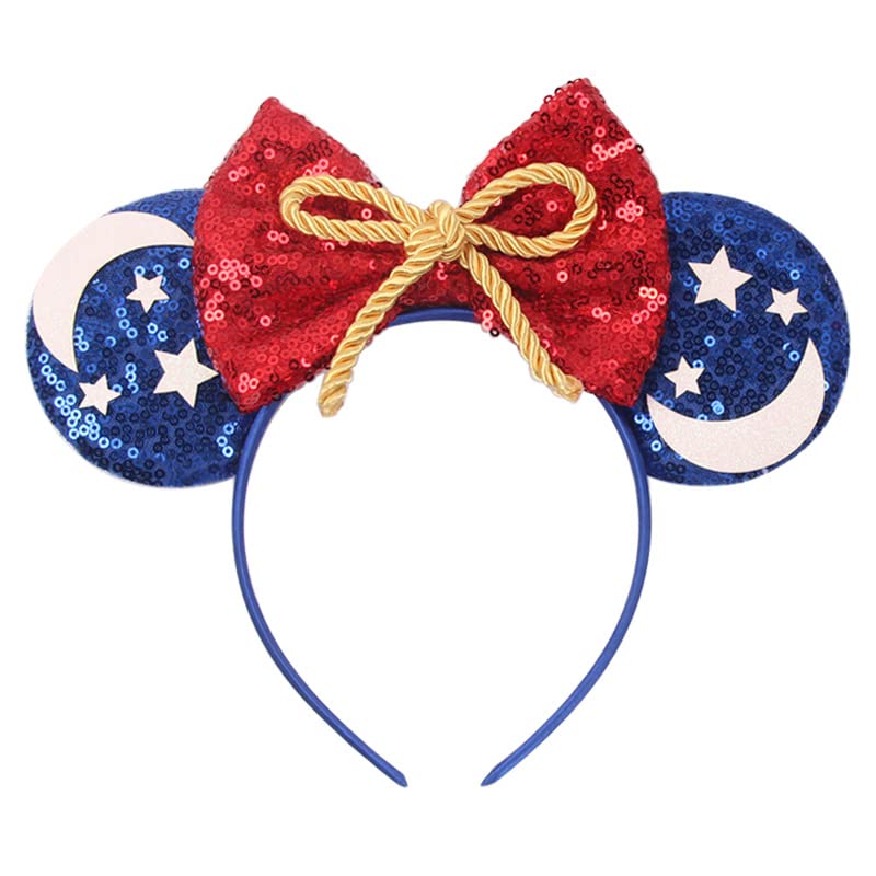 JIAHANG Sequin Mouse Ear Hair Bow Headband, Independence Day, USA July 4th Hair Band for Party Photography Women Girls