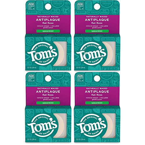 Tom's of Maine Anti Plaque Flat Spearmint Floss, Pack of 4