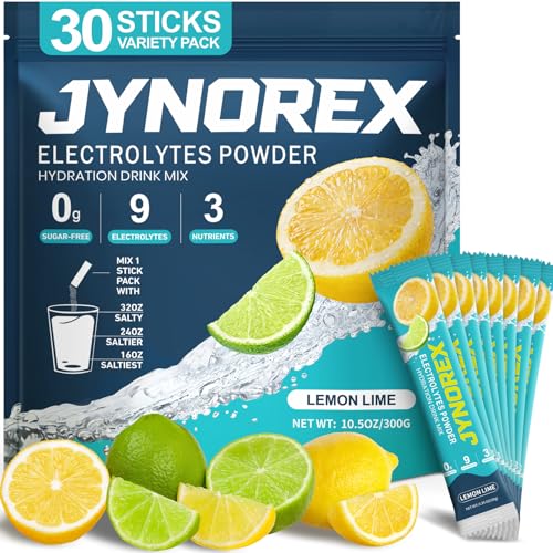 JYNOREX Electrolytes Powder 30 Packets, Sugar-Free, Multi-Flavor