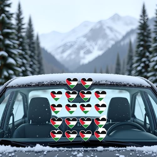 Image of 18Pcs Palestine Flag Sticker,Palestine Flag Decal,i Stand with Palestine,Free Palestine Sticker,Heart Shape,i Love,for Car Window Waterproof Bumper Bumper Stickers