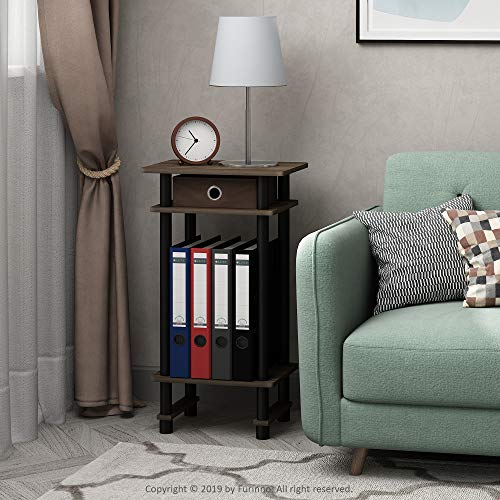 Image of Furinno Turn-N-Tube Set of 2 Toolless 3-Tier Side Table, Columbia Walnut