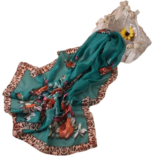 Scarfs for Women Lightweight Breathable Chiffon Scarves Leopard Print Floral Pattern Sheer Scarf Sunscreen Shawl Wraps