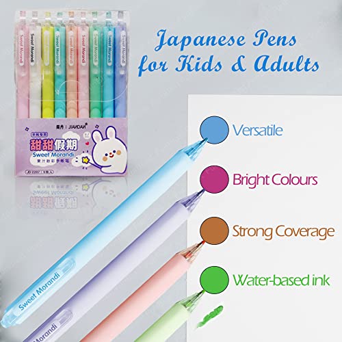 Image of FunBlast Retractable Gel Ink Pen Set - 9 Pcs Metallic Ink Coloring Pens for Painting, Drawing, Journal, Kawaii Pen Set, Medium Point Gel Pens, Japanese Pens for Kids & Adults