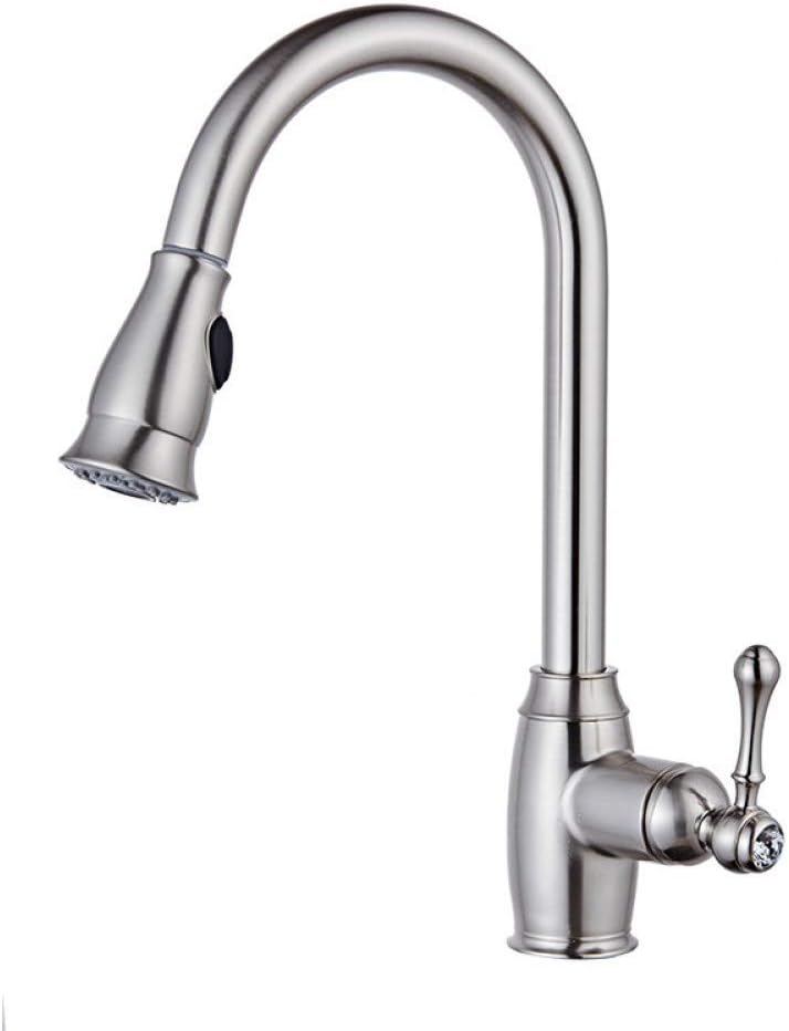 Kitchen Faucets Brass Brushed Pull Out Kitchen Mixer Tap 2 Way Function Water Mixer Deck Mounted Single Handle Sink Crane