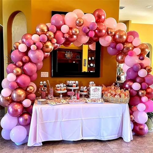 Rose Gold Balloons 100pcs 12inch Chrome Metallic Rose Gold Helium Balloons for Birthday Party Decoration and Arch Decoration Wedding Birthday Baby Shower Christmas Party - Image 7