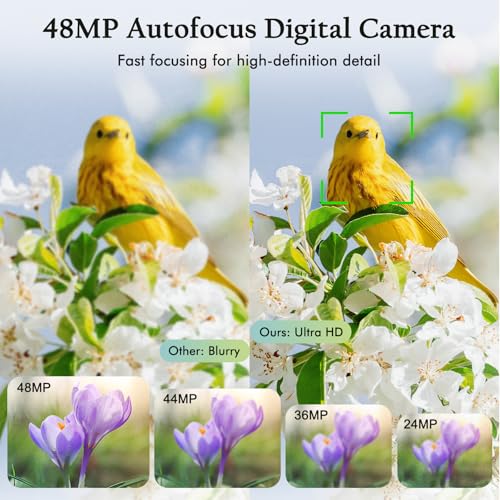 4K Digital Camera for Photography, 48MP Autofocus Vlogging Camera with Dual Camera, Flash, Anti-Shake, 16X Digital Zoom Point and Shoot Camera for Teens Boys Girls - Image 4