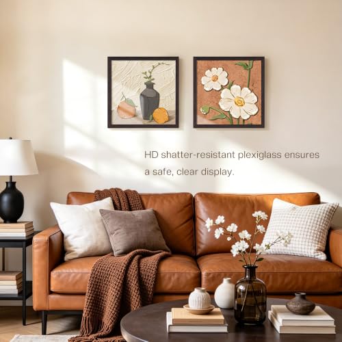 Image of Picrit 12x12 Picture Frame 3 Pack, Wall Mount Display, Walnut Wood Grain