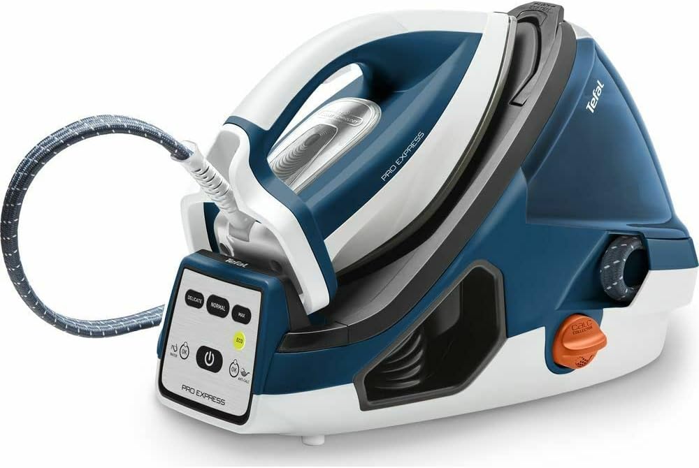 TEFAL Pro Express GV7850 Steam Generator Iron - Blue & White - Currys