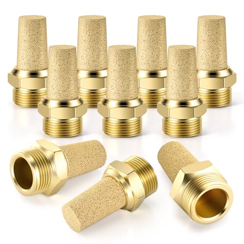 Bwintech 10 Pcs SL-01 Luftschalldämpfer, 1/8' Außengewinde gesintert Messing Auspuffschalldämpfer