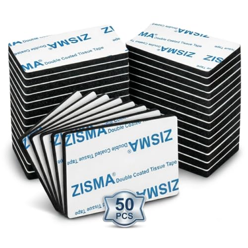 ZISMA Double Sided Sticky Tape 50 Pcs Heavy Duty Strong Mounting Adhesive Foam Pads Waterproof Rectangle (50mm x 30mm)