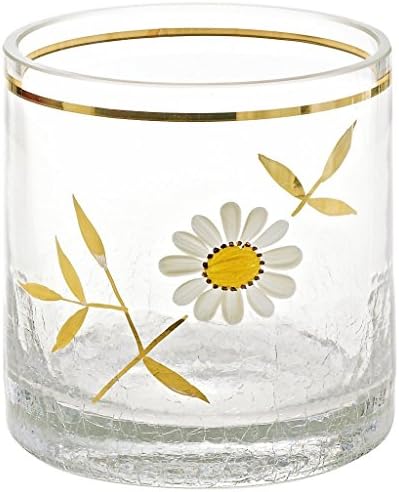 CRISTALICA Whiskey Glass, Water Glass, Tumbler GÄNSEBLÜMCHEN 350 ml, Hand Painted, Glass, Modern Style (German Crystal Powered