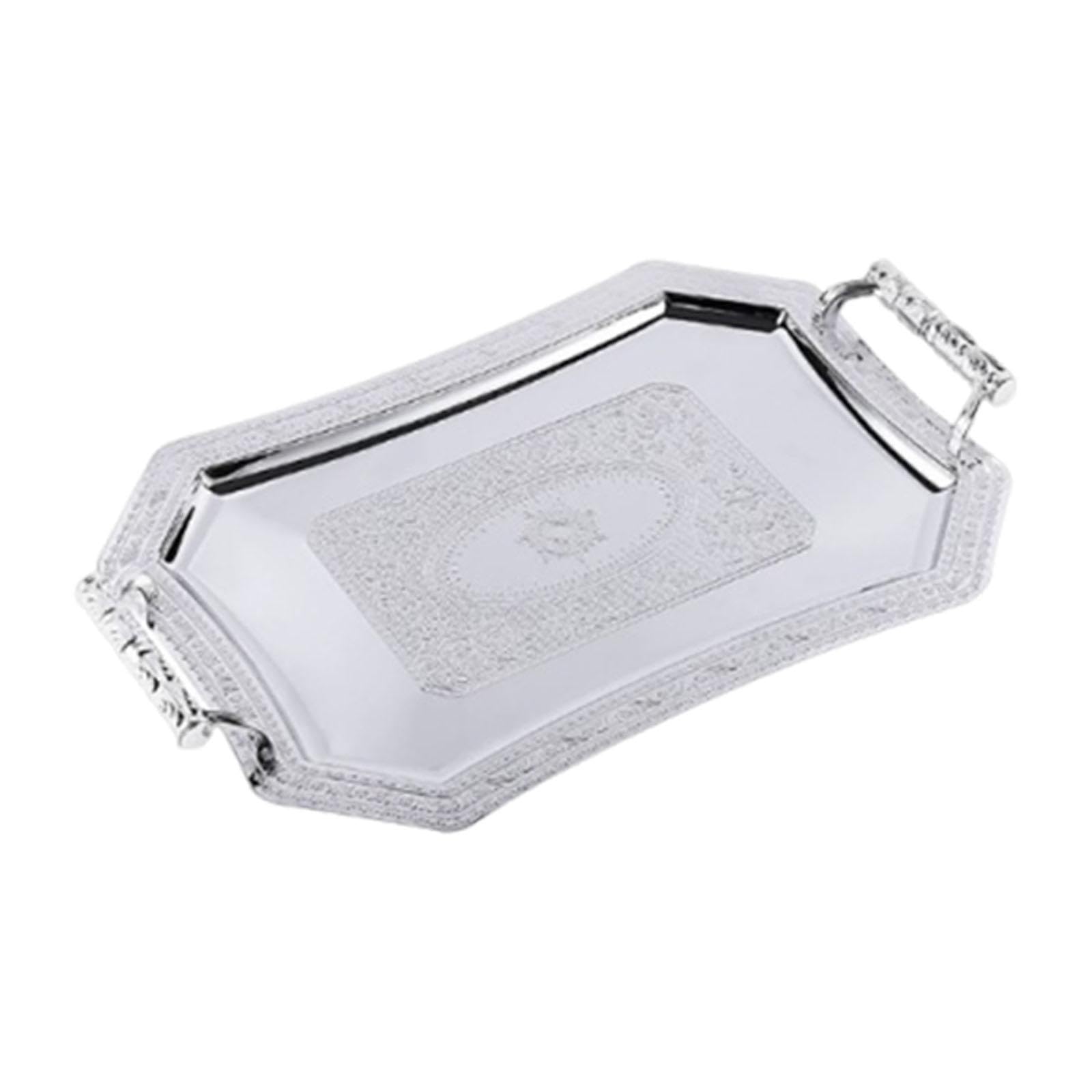 Bandeja de servicio multifuncional plateada elegante para cenas, bodas y eventos, bandeja de té perfecta para el hogar y entretenimiento