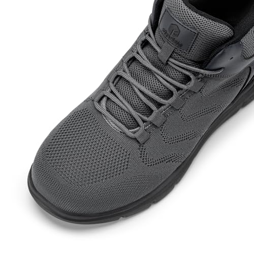 Image of FitVille Extra Wide Work Boots for Men Composite Steel Toe Safety Boots High Top Work Shoes for Men