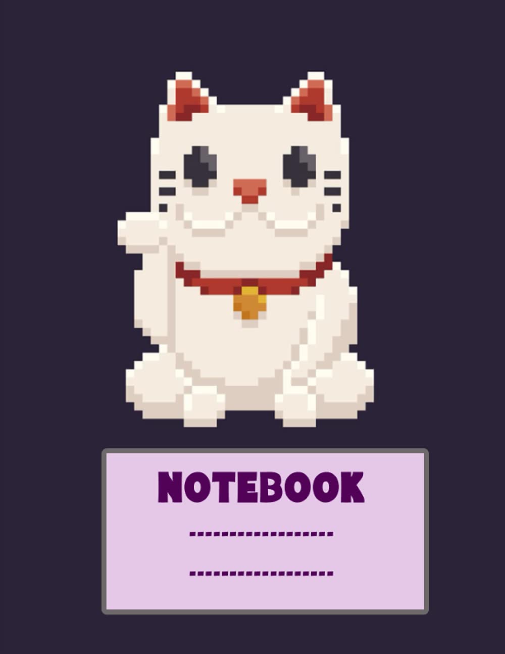 Wide Ruled Pixel Notebook Journal: Video Game Notebook with lucky cat pixel cover | Notebook for kids, teens, students, adults and gamers