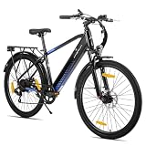 HILAND 26 Zoll E-Bike Mountainbike, 250W Motor, Elektrofahrrad mit 10,4Ah Akku, E-MTB mit 7-Gang, Doppelscheibenbremse, Unisex Elektro Fahrrad für Damen & Herren, Schwarz MTB