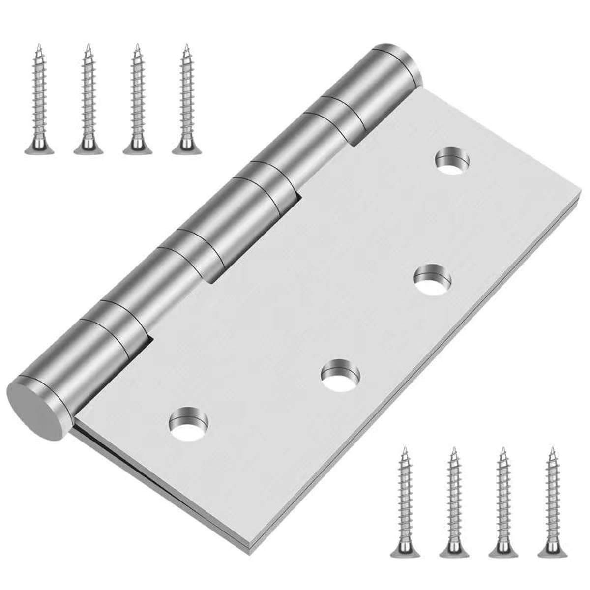 Hommyzone Silver Heavy Duty Hinges,304 Stainless Steel Door Hinges 4-1/2 Inch,4.5"X 4" Ball Bearing Door Hinge With Square Corners -2 Pack (Silver)