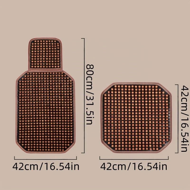 Respaldo Asiento Coche Cojín universal con cuentas de madera for asiento coche, refrescante y transpirable. Base tela antideslizante(Business Black)