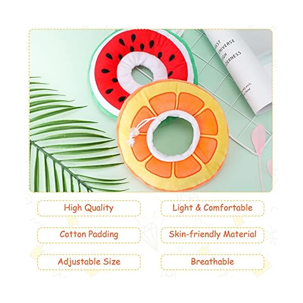 Frienda 2 pieces adjustable cat cone collar soft cat recovery collar cute cat elizabethan collars pet neck cone for kitten and small dogs, orange and watermelon - image 4