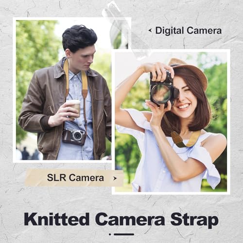 Image of Universal Camera Strap - Camera Neck Strap, Adjustable Shoulder Straps Compatible with Canon, Fujifilm, Nikon, Olympus, Panasonic and other SLR and mirrorless cameras - Khaki