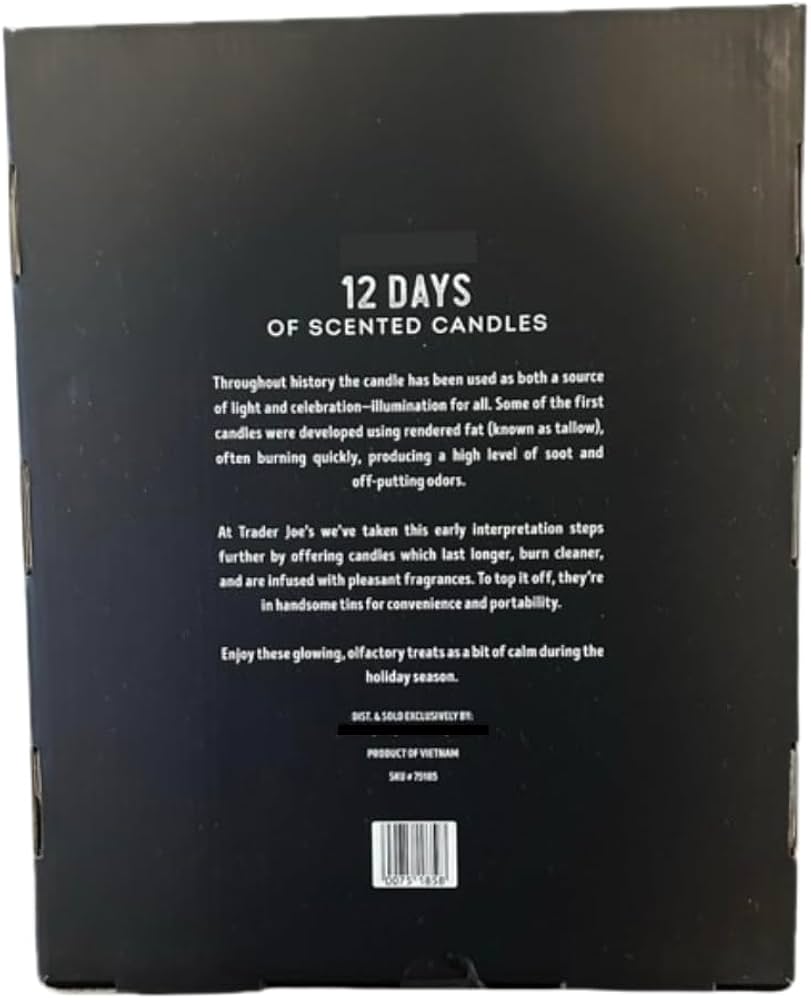 Trader Joe's アドベントカレンダーアロマキャンドル Trader Joe's 12