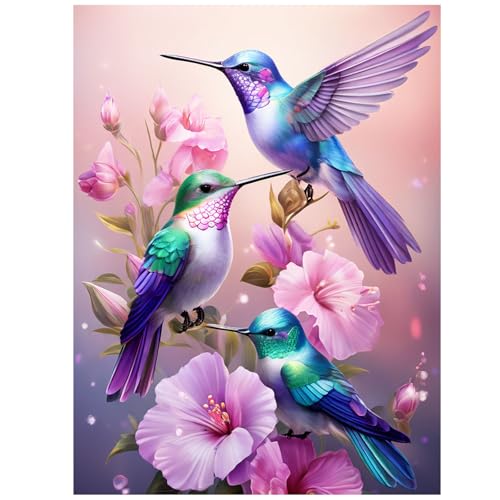 hkejoi Hummingbird Diamond Painting Kit - Adults' Gem Art for Home Wall Decor, 12x16inch