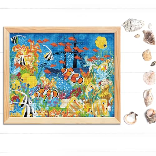 Image of DIAMOND DOTZ Underwater Paradise Diamond Painting Kits for Adults - Diamond Art Kits a Relaxing Creative Craft Kit with Dotz Gems 16.1x20.1