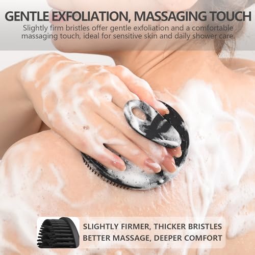 Image of Silicone Body and Face Scrubber Set 3 Pack, BEAUTAIL Shower Bath Scrubber, Gentle Exfoliating Brush for Women Men Sensitive Skin, More Hygienic Than Traditional Loofah, Long Lasting, Black+Gray