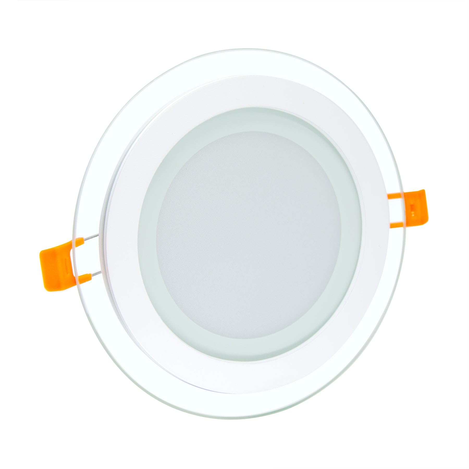 G.w.s Day White (6W) G.w.s® 6W Dimmable Crystal Glass Edge Round Circle Led Recessed Flat Panel Downlight Ceiling Light Day White (6000K), Led Driver Included
