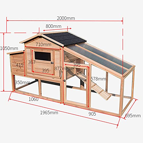 outdoor product Großer Holzkaninchenkäfig Hühnerstall Aus Holz, Doppellagiger Hinterhof-Geflügelkäfig Entenhaus Mit… – Bild 3
