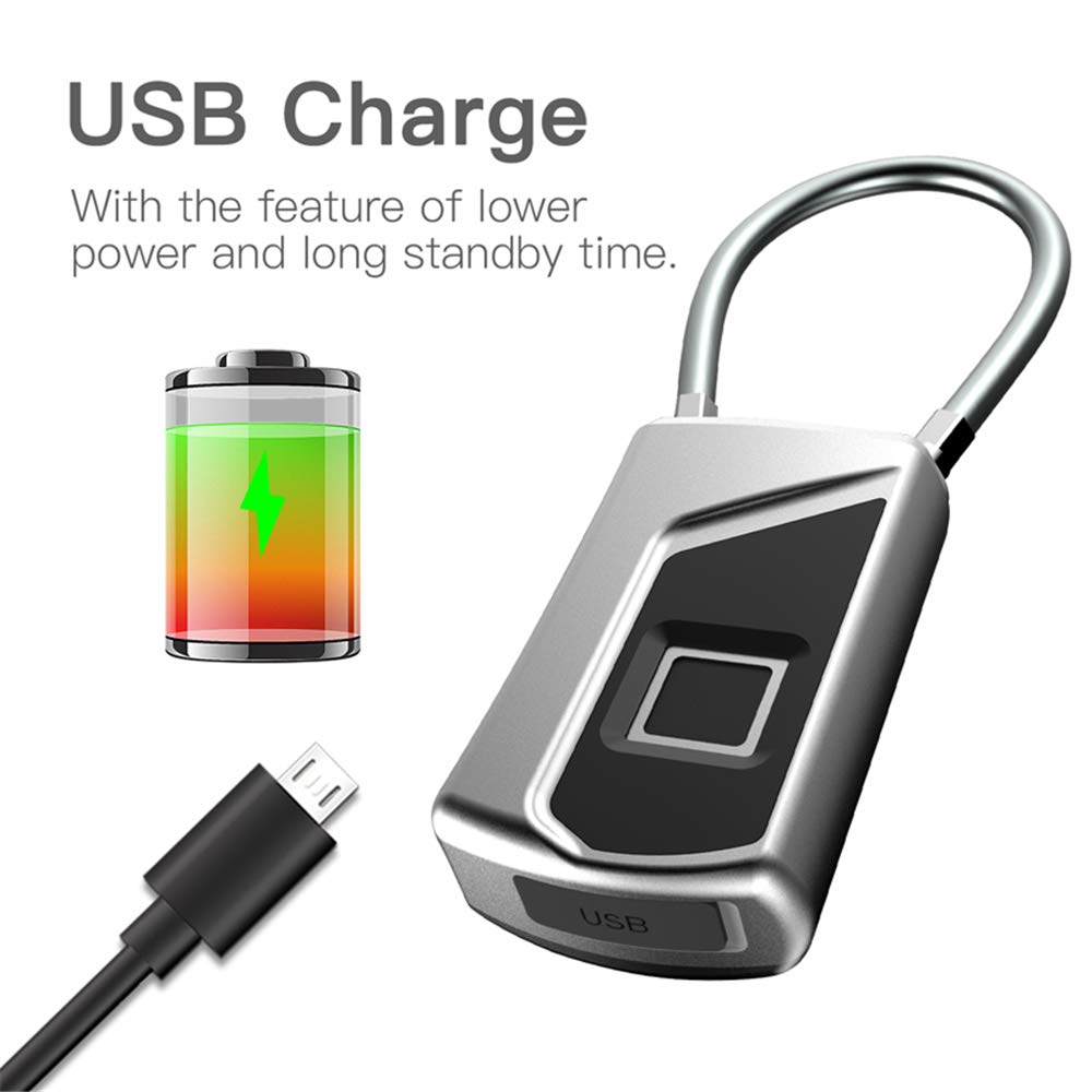 Antirrobo De Bloqueo Bluetooth IP66 A Prueba De Agua Portátil USB Smart Biométrica De La Huella Del Candado Sin Llave Cargo Por Bolsa Gabinete De Bicicletas