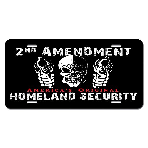 GRAPHICS & MORE 2nd Amendment Americas Original Homeland Security - Second Skull Guns Novelty Metal Vanity License Tag Plate