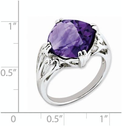 Diamond2Deal 925 Sterling Silver Rhodium Plated Amethyst Engagement Ring (6.55ct)