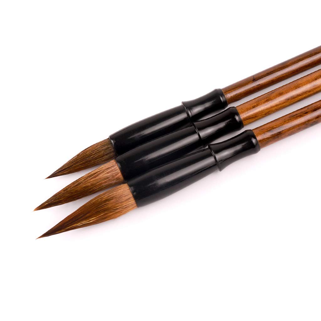 Ensemble de 6 pinceaux en bois à mémoire de forme, stylo et encre traditionnelleen bois à mémoire de forme, stylo et encre traditionnelle pour calligraphie, peinture et couplets de festival.