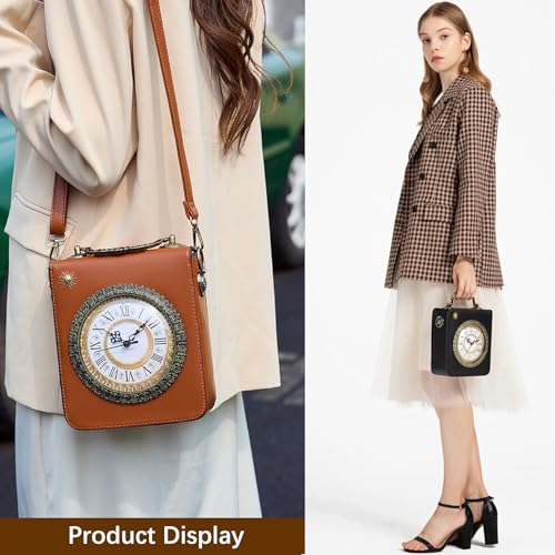 Clock Shaped Purse Women Classic Retro Handbag Crossbody Messenger Shoulder Bag Embroidered Unique NoveltySquare Bag3