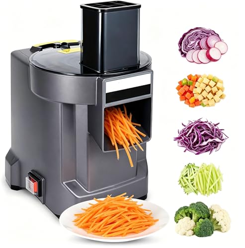 3-en-1 Commercial Machine à Couper Légumes Électrique,Hachoir à légumes Professionnel 100W,avec 3 Lames en Acier Inoxydable,Coupé en...