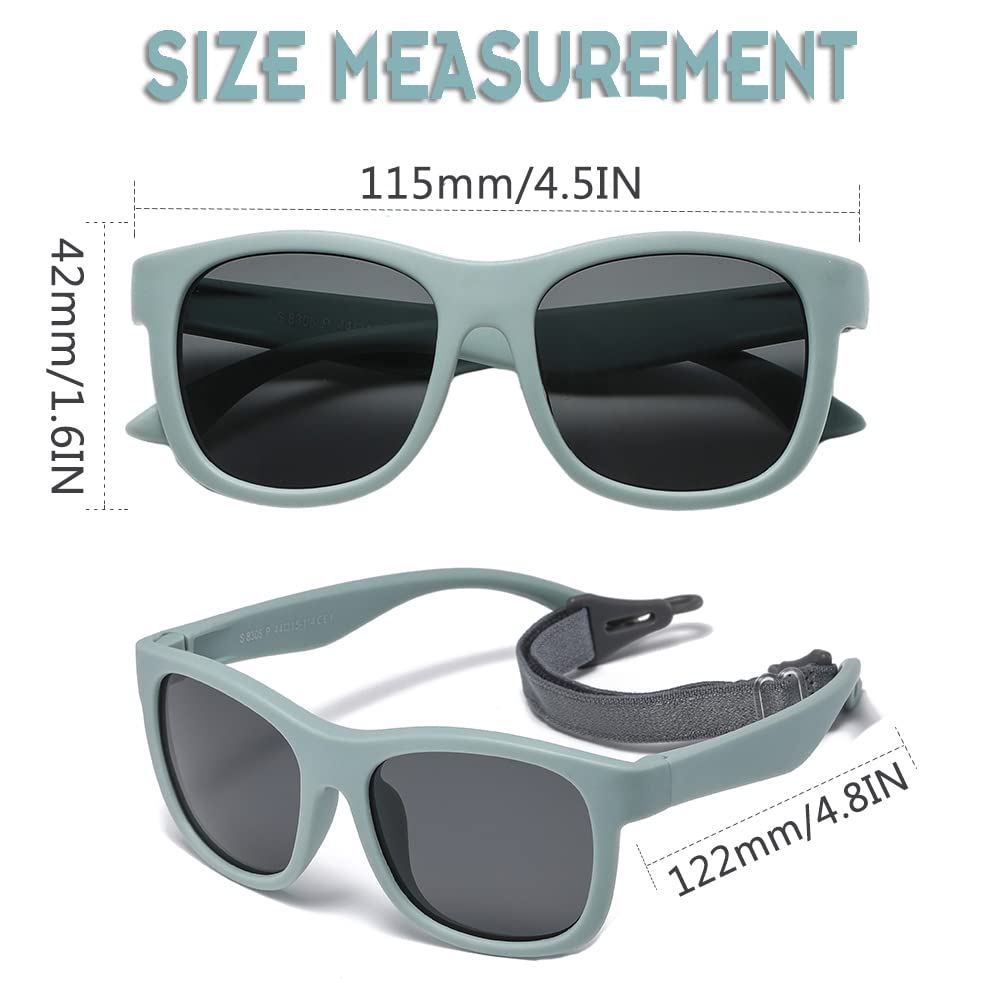 Gafas de Sol Niño 6 meses - 3 años, niño y niña Polarizadas gafas de sol bebe, marco flexible para vacaciones en la playa