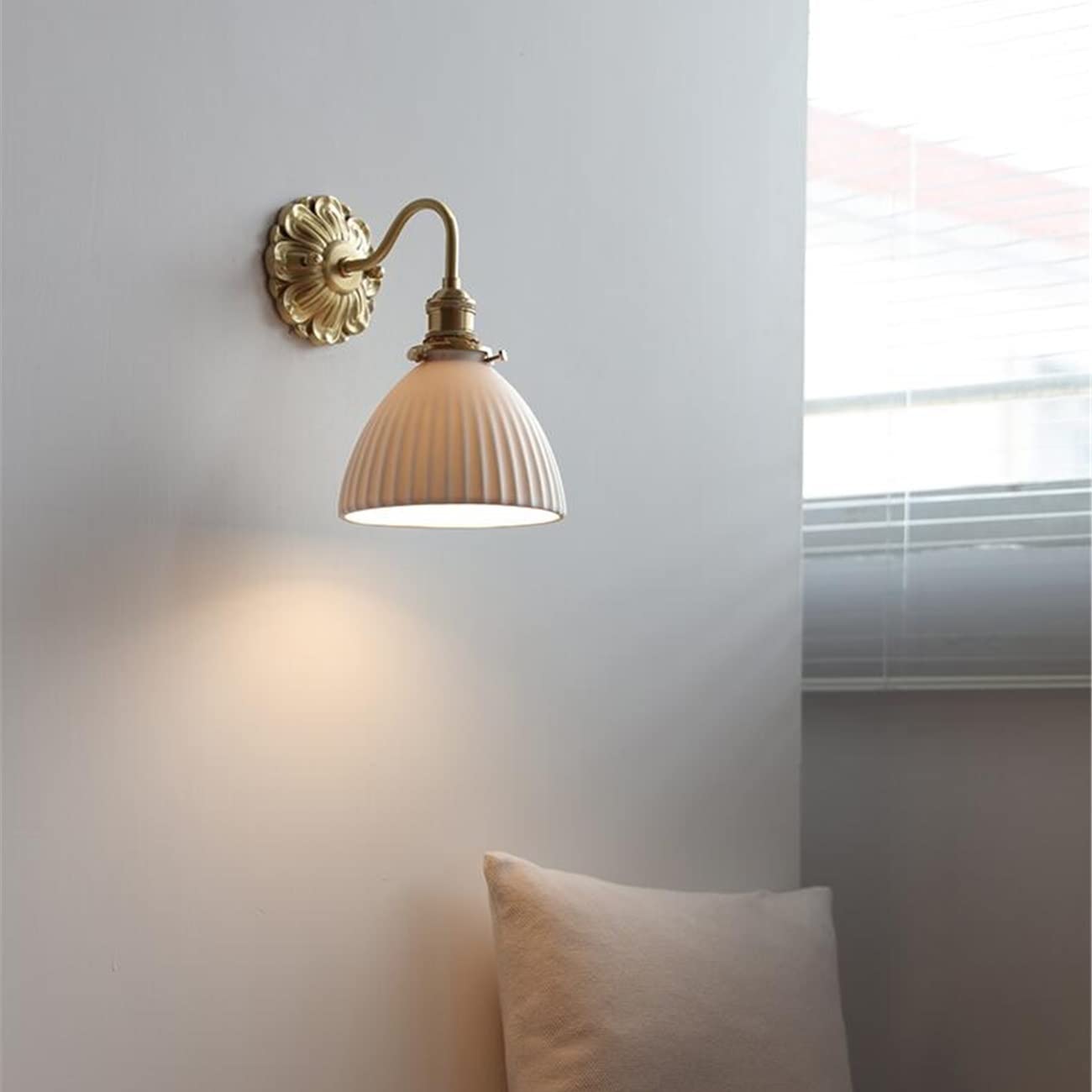 KBUUKYYXouy Wall Lights for Bedroom Industrial Gooseneck Brass Wall Sconces Ceramic Shade Indoor Wall Mounted Lamp Fixture,E(C)