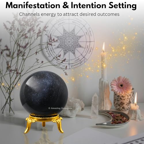 Image of Certified Blue Aventurine Crystal Ball for Meditation - Premium Crystal Vastu Items for Home and Feng Shui Items for Good Luck - Ideal for Pooja Supplies and Spiritual Practices (2 inch Inch)